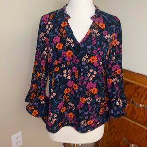 Black floral blouse